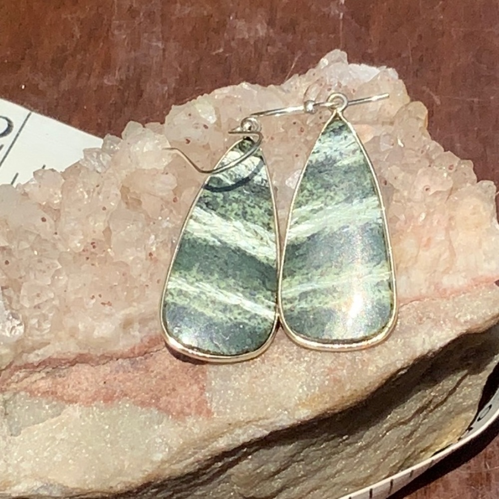 NATURAL CHRYSOTILE 925 STERLING SILVER EARRINGS